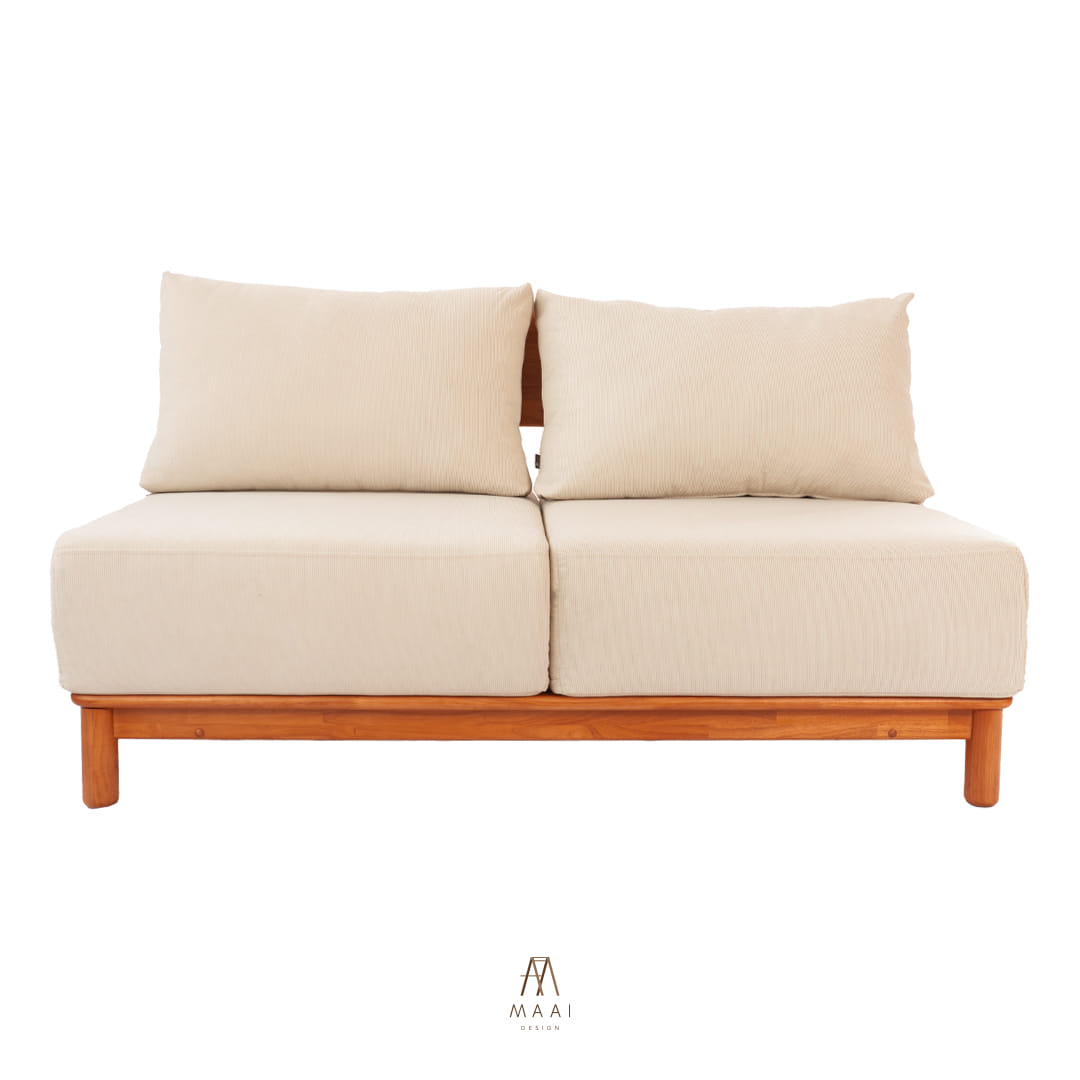 โซฟา 2 ที่นั่งไม้ยางพารา MAAI DESIGN รุ่น KANAKO SOFA เบาะผ้าสีครีม_0